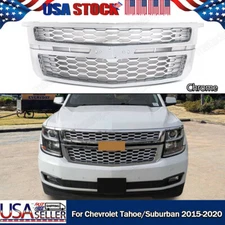 Front Bumper Chrome Grille Assembly LT Style For 2015-2020 Chevy Tahoe Suburban