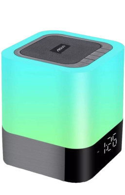 Aisuo Night Light-5 in 1 Bedside Lamp with Bluetooth Speaker, 12/24H Digital 
