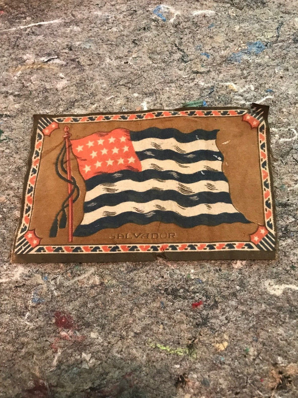 Vintage Old Flag of Salvador Tobacco Felt Flannel With Stripes