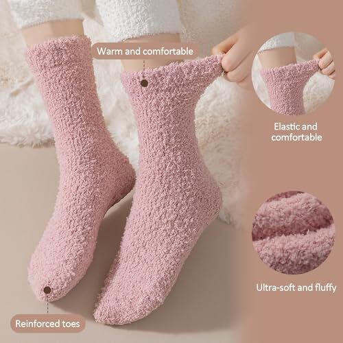 Women's Plush Non-Slip Slipper Socks - Fluffy Comfortable Warm Winter Sleep a... - Picture 5 of 8