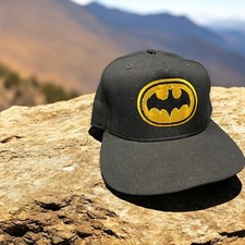 VTG DC Comics Batman Adventure Crew Cap SnapBack Hat USA New Era Six Flags CA