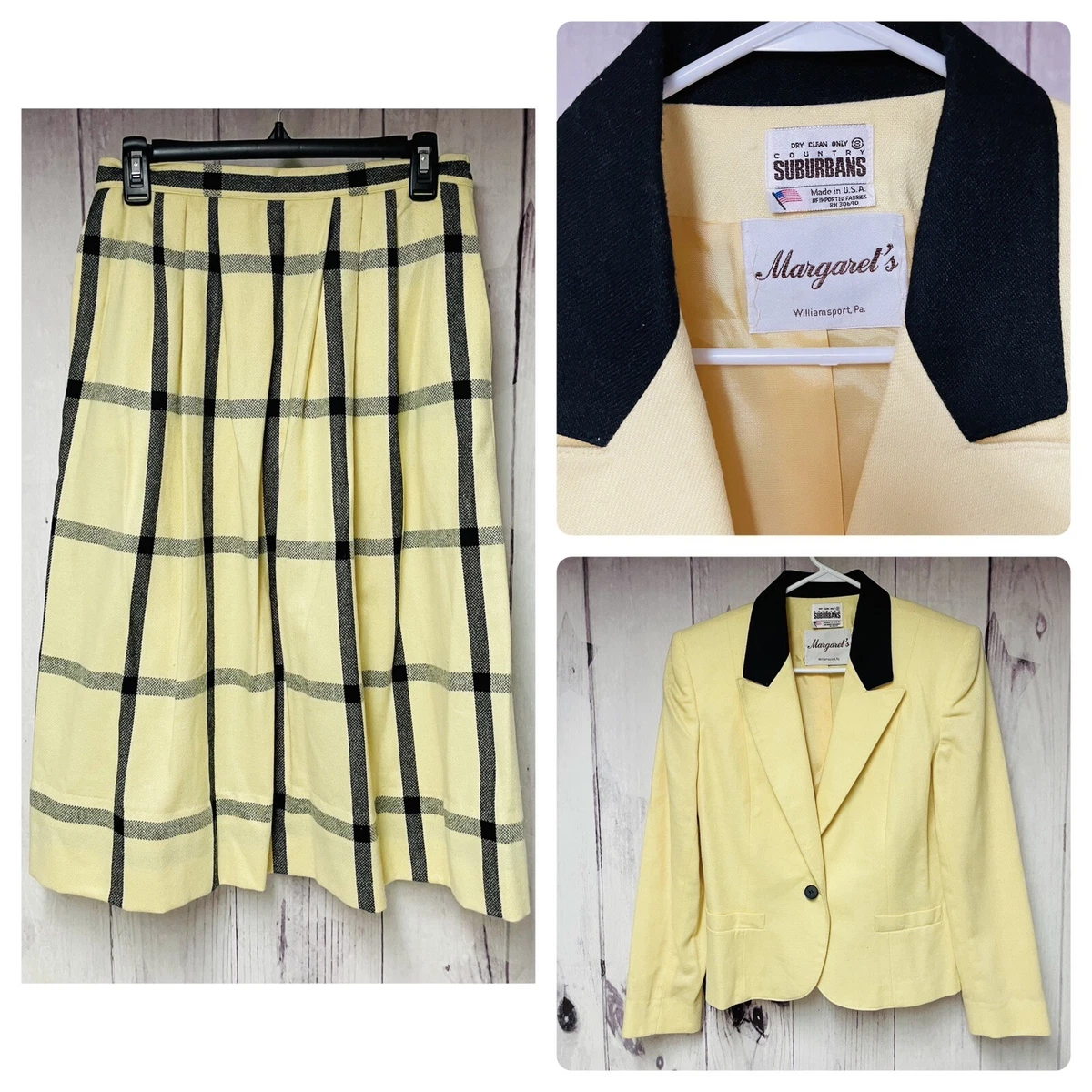 Yellow check skirt shop and blazer