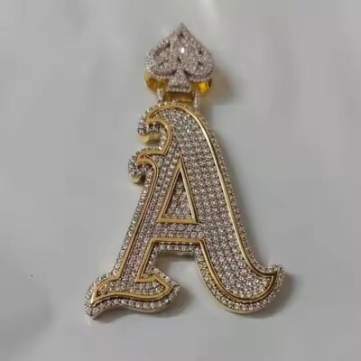 Man's Two Tone Plated VVS1 Moissanite Initial Letter ''A'' Party Wear Pendant GIFT