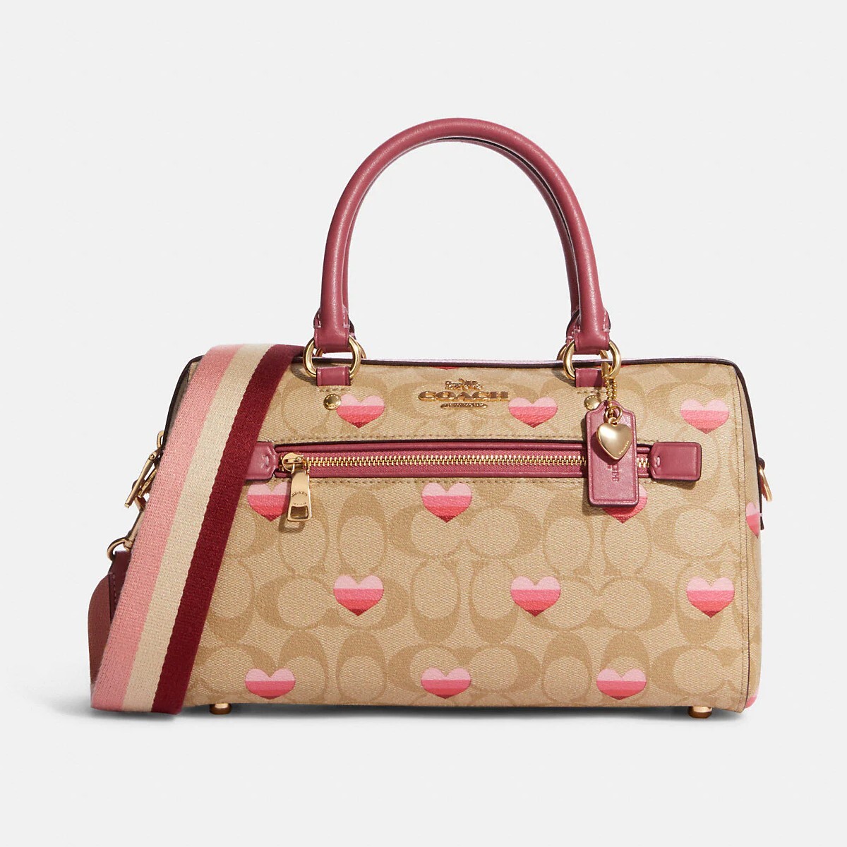 NWT Coach Rowan Satchel Bag In Signature Canvas With Stripe