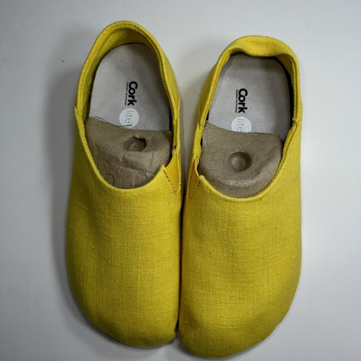 ◆OTZ SHOES◆ Tulear Check Flats FLOTDS2W24 OTZ Cork Lite Womens 37.5 Shoes Yellow Canvas Linen Comfort