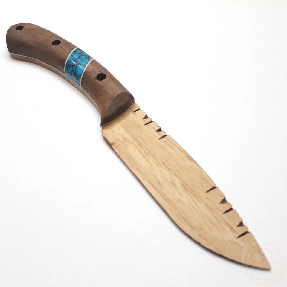 Cuchillo fijo de madera Condor River hoja de madera natural de 3,5" mango de nogal/turquesa Foto 2 de 4