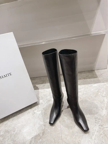 KHAITE Low Heel Square Head Leder Damen Stiefel, High Heel Kurz / Lang Stiefel - Bild 12 von 28