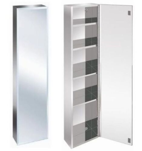 Armoire miroir de salle de bain de luxe en acier inoxydable bord biseauté 1200 mm de haut - Photo 1/3