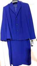 New Evan Picone Suit Royal Blue Women  s Plus Size 18 W Skirt Blazer Suit