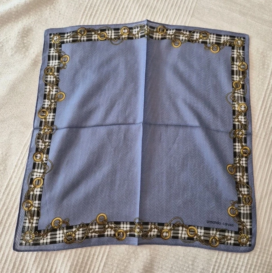 Armando Caruso 16 pulgadas Pañuelo de algodón azul holandés nuevo sin etiquetas Foto 3 de 3