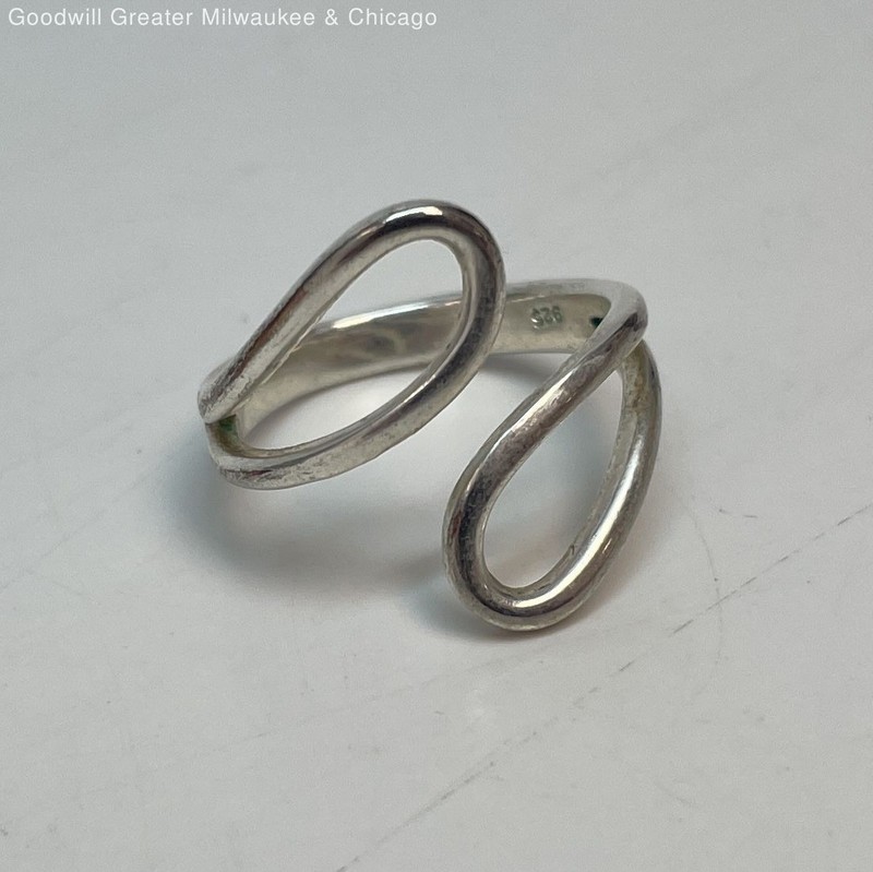 925 Sterling Silver Geometric Open Ring 2.9g