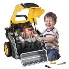 Kids Truck Engine Playset with Sounds, Lights Mechanic Tools for Fun Learnin