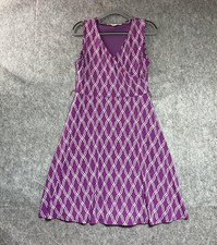 41 Hawthorn Dress Womens Medium Purple Geometric Faux Wrap A Line Made USA