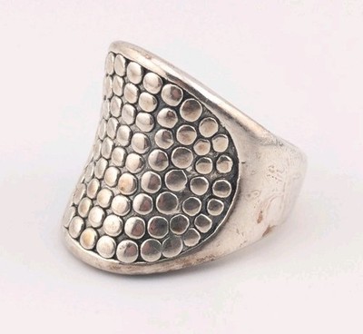 Vintage Sterling Silver Ring Saddle Dotted Textured Modern Thai 925 Size 9