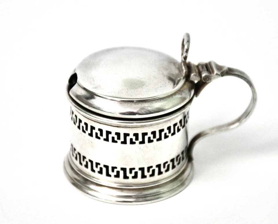 Olla de mostaza de plata de ley con forro de Docker & Burn Ltd 1926 Birmingham Foto 3 de 4