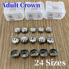 Dental Stainless Steel Adult Permanent Molar Teeth Crown 24 Sizes Kit