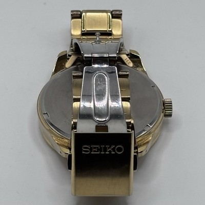 稼働 SEIKO ソーラー V158-0AF0 メンズ腕時計 スクエア ゴールド Seiko Solar Black Dial 100M Gold Tone Day Date Men's Watch V158