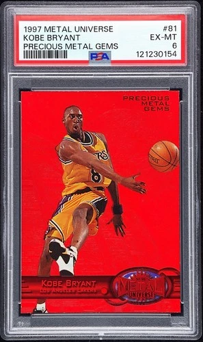 1997 Metal Universe Precious Metal Gems Kobe Bryant PMG RED 080/100 #81 PSA 6