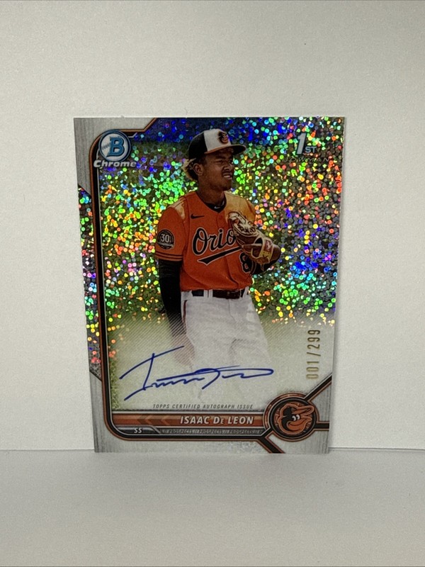 Isaac De Leon Auto Speckle Refractor /299 2022 Bowman Chrome Prospect #CPA-ID
