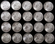 1921 SILVER MORGAN DOLLARS 20 COINS CHOICE AU - MINT STATE ROLL