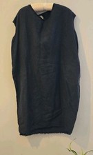 H Hannoh Wessel Black Linen Oversized Dress Raw Hem 36 Italy Excellent