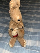 Real Fur Vintage kangaroo plush stuffed animal Baby Kangaroo In Pouch