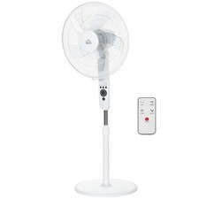 HOMCOM 124cm Pedestal Fan with Sleep Mode, Oscillating Standing Fan, White