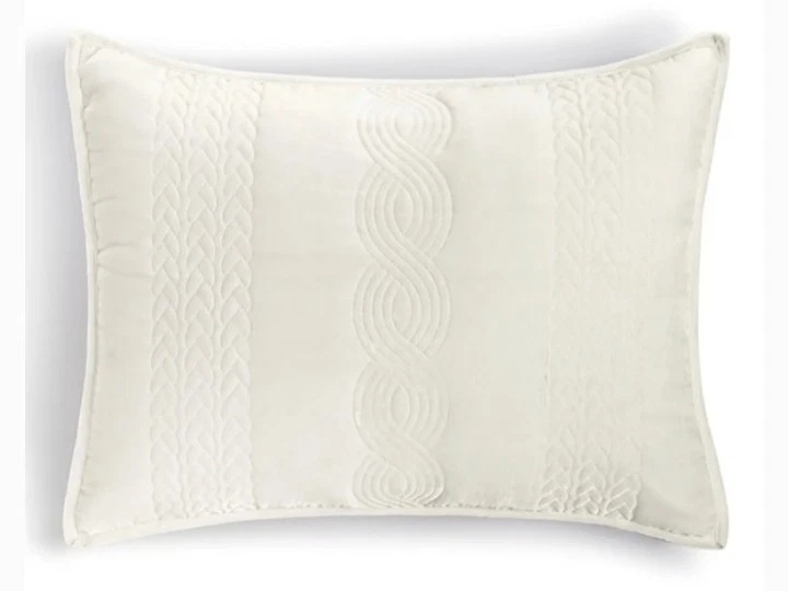 Martha Stewart "Cableknit Velvet" 3 Pc F/Q Quilt Set W/Shams, Ivory, NWT! - Image 3 of 4