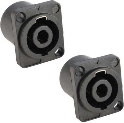 2x Adam Hall K4PSM4BLK Speaker Speakon Einbau Kupplung Buchse D-Form 4-pol polig