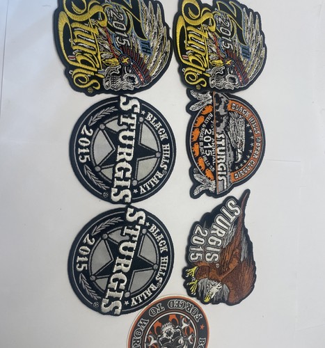 Sturgis South Dakota Rally Patches Lot of 6 2015 Biker Native Head + Sticker New - Picture 11 of 11
