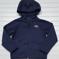 L.L. Bean Kids Sweater Fleece Full Zip Hoodie Jacket Size M 5-6 Navy
