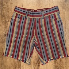 Vtg 60s 70s Shorts Mens 26 Frayed Hippy Woodstock Boho Disco Mod Vintage Striped