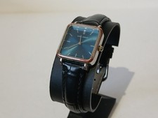 Laura Ashley Ladies square face wrist watch with black leather strap