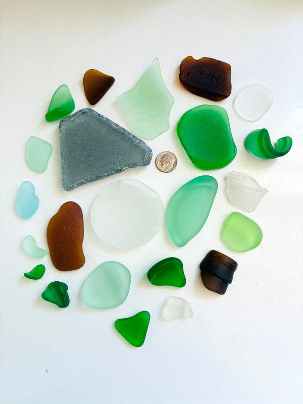 Lot of 23 Genuine Machine Tumbled Sea Beach Glass VERY SPECIAL PIECES Multicolor
