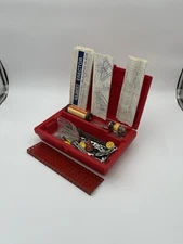 Vintage A.C. Gilbert Erector Set w Motor Red Case Metal Parts Instructions