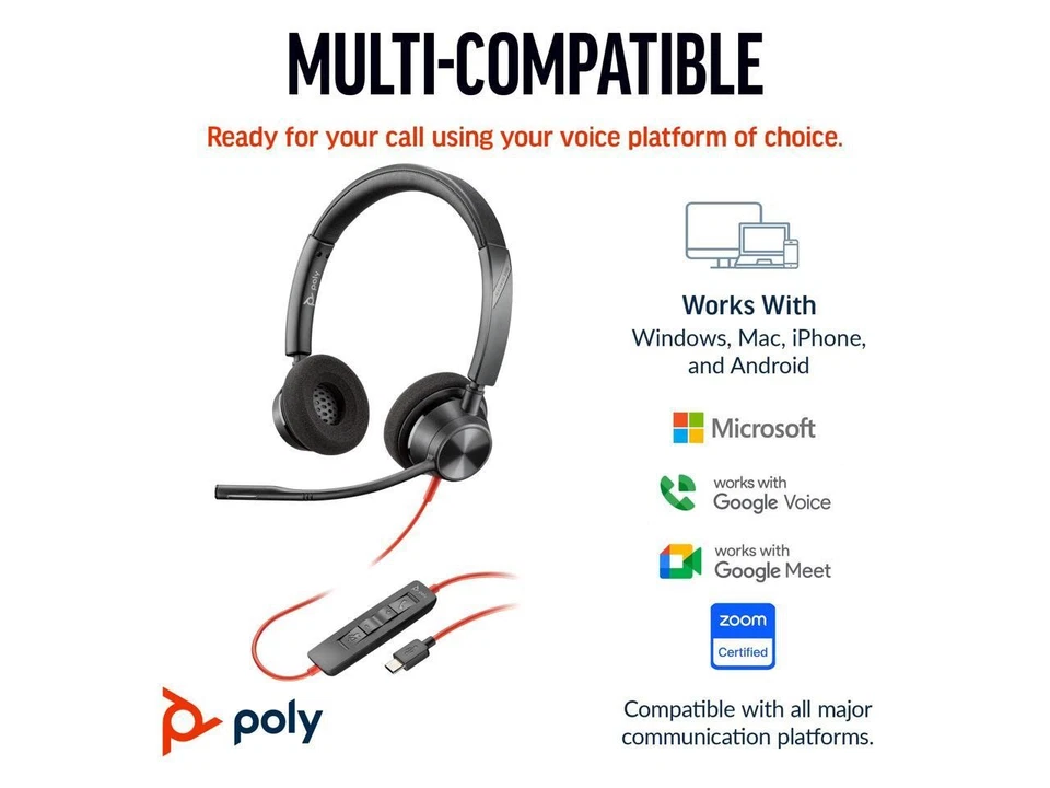 Poly Blackwire 3320 Stereo Microsoft Teams Certified USB-C Headset + USB-C/A - Image 4 of 4