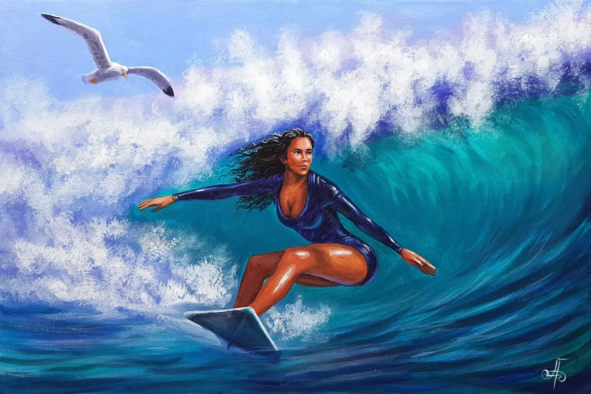 Surfing Realism Original Art Paintings for sale | eBay