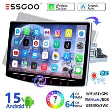 10" Single DIN Android 15 Car Stereo Radio Carplay BT GPS Rotatable Screen 4+64G