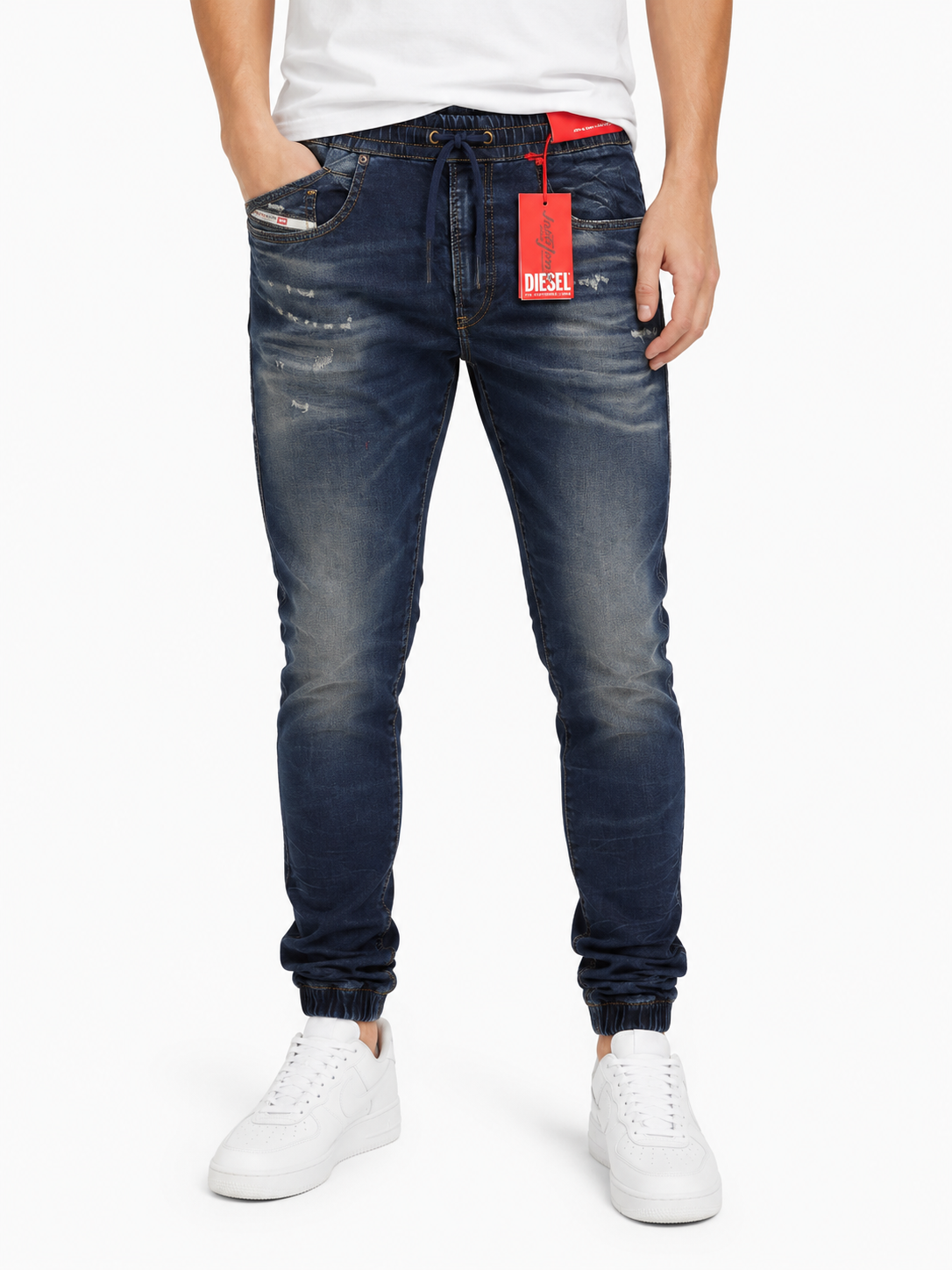 DIESEL 2060 D-Strukt Jogg 068JD Men Jeans W32 Blue Faded Distress RRP295