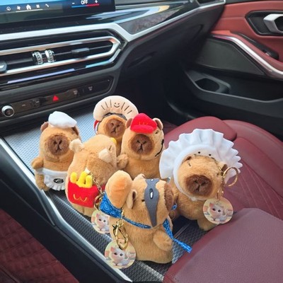 12cm French fries bread plush stuffed toy capybara doll bag pendant keychain