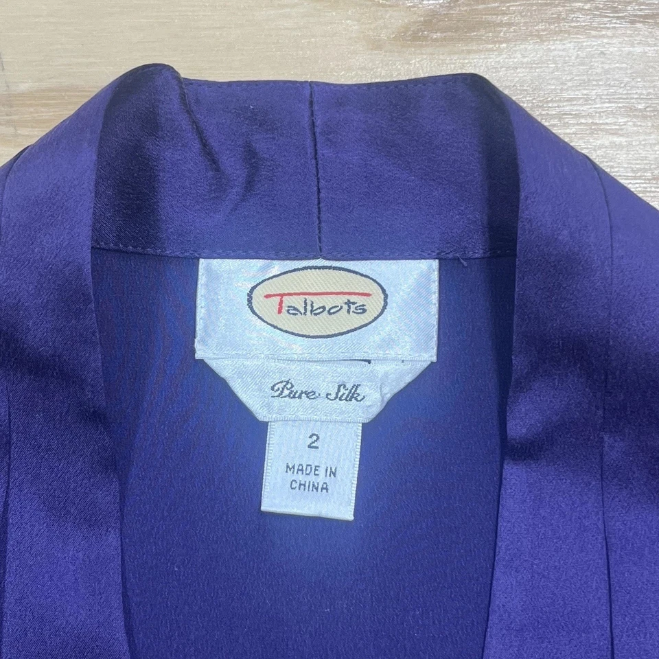 Vintage Talbots 100% Silk Tank Blouse Top Size 2 100% Silk Classic Purple Career - Image 3 of 4