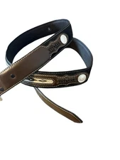 Nocona Men's Genuine Leather Belt Sz 46 N2475701 Brown & Black w/ Silver Conchos