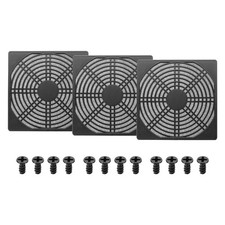 3Pcs 150mm Fan Filter Grill Plastic Ventilation Grill Cover with Screws, Black