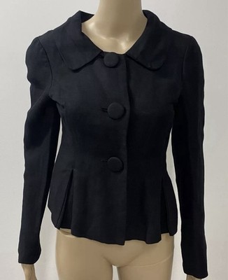 Ojay Women s Black Linen Blazer Jacket Button Down Size 8 Small Classic Basic