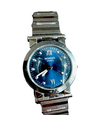 MOVADO VIZIO アナログ時計 Movado Vizio Blue Sunburst Dial Silver Metal Quartz Dress Watch