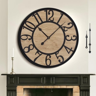Wall Clock for Living Room Decor - Non-Ticking, Battery Operated Modern Vi