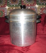 Vtg. Sears Heavy Weight Aluminum 8qt W/Lid 3 PC Steamer Stock Pot Made In USA