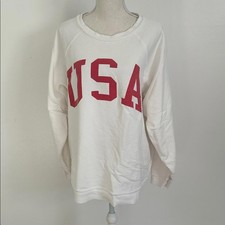 Free People Retrobrand Women's White USA Sweatshirt Large