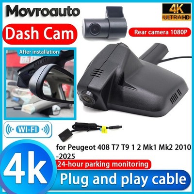 4K HD 2160P Wifi DVR Dash Cam Camera for Peugeot 408 T7 T9 1 2 Mk1 Mk2 2010-2025