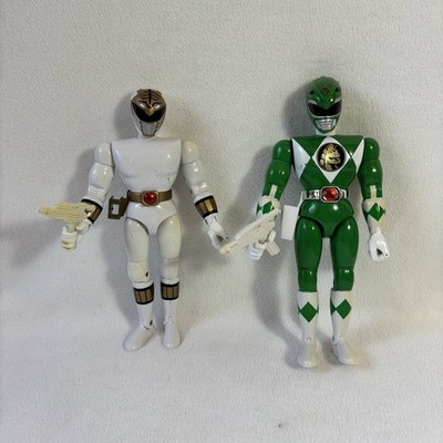Vintage 1993 Mighty Morphin Power Rangers GREEN & WHITE 8'' Figure Lot Bandai